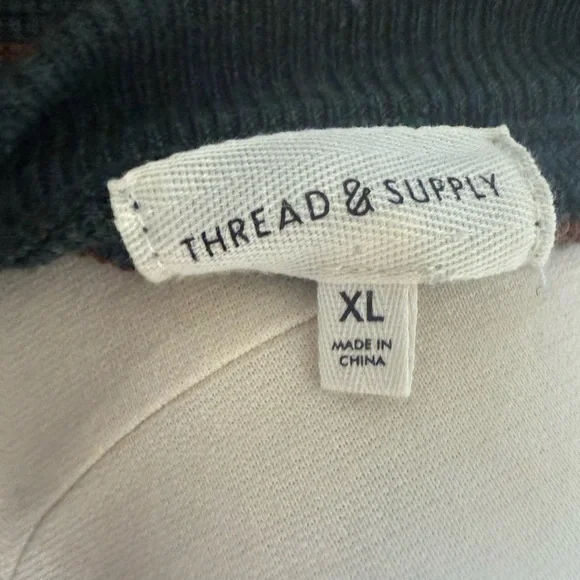 💐Thread & Supply Green Brown Striped Merino Wool Sweater XL Fall Crewneck 🍂🍃 - Picture 5 of 5